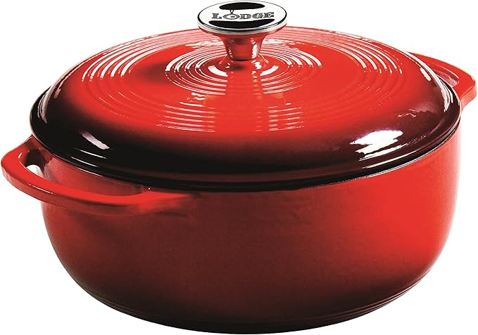 Lodge 6 Quart Enameled Cast Iron Dutch Oven — Poppy Red
